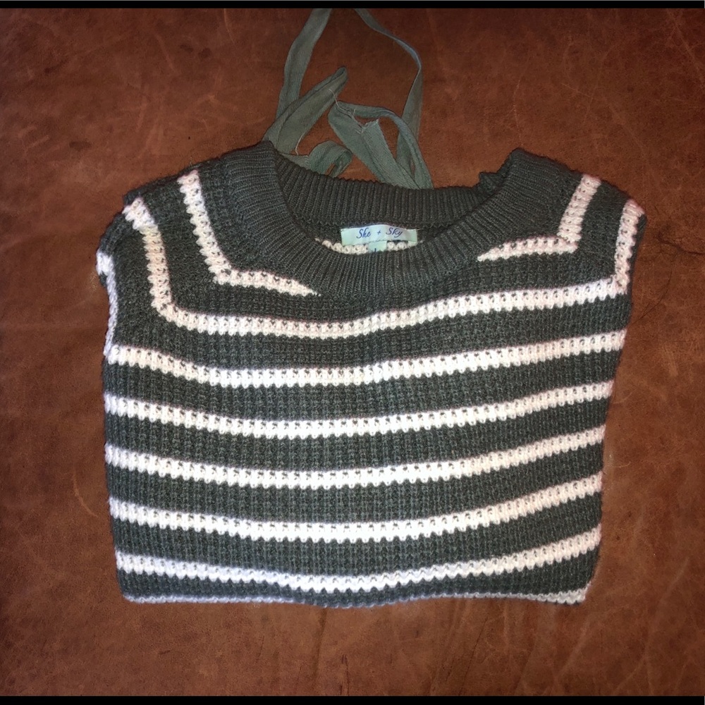 Green&White stripe sweater